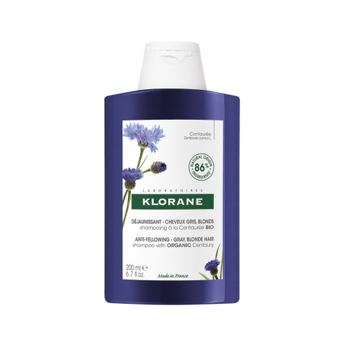 KLORANE Déjaunissant - Cheveux Gris, Blonds Shampoing à la Centaurée Bio 200 ml-18155 KLORANE Déjaunissant - Cheveux Gris, Blonds Shampoing à la Centaurée Bio 200 ml-18155