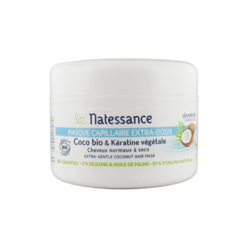 NATESSANCE Masque Capillaire Extra-Doux Coco-Bio & Kératine Végétale 200 ml-18185 NATESSANCE Masque Capillaire Extra-Doux Coco-Bio & Kératine Végétale 200 ml-18185