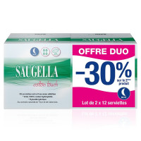 SAUGELLA Cotton Touch Serviettes Extra Fines Nuit Avec Ailettes Lot de 2 x 12 protections-18218