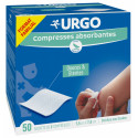 URGO Compresses Absorbantes Douces & Stériles Non Tissées 7,5 cm x 7,5 cm 50 Sachets de 2 Compresses-18229