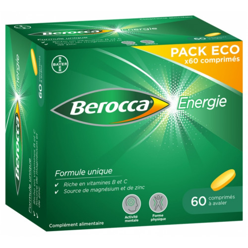 Bayer Berocca 60 Comprimés - Boost Energie Mentale et Physique