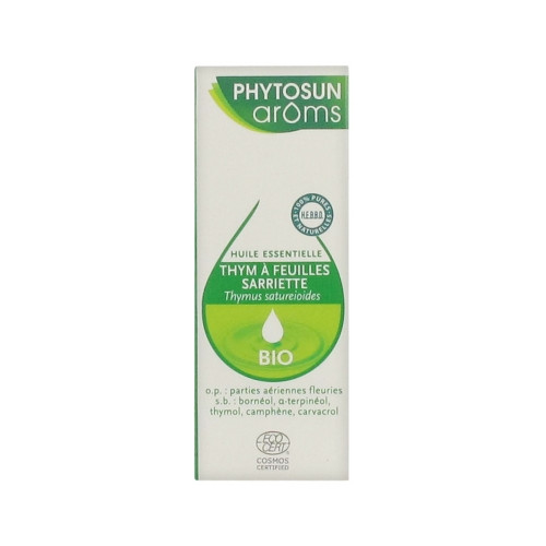 PHYTOSUN AROMS Huile Essentielle Thym à Feuilles Sarriette (Thymus satureioides) Bio 10 ml-18653 PHYTOSUN AROMS Huile Essentielle Thym à Feuilles Sarriette (Thymus satureioides) Bio 10 ml-18653