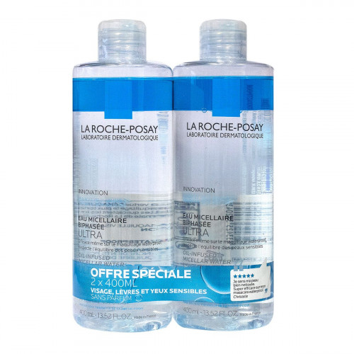 LA ROCHE POSAY Eau Micellaire bi-phasée ultra démaquillante 2x400ml-19044 LA ROCHE POSAY Eau Micellaire bi-phasée ultra démaquillante 2x400ml-19044