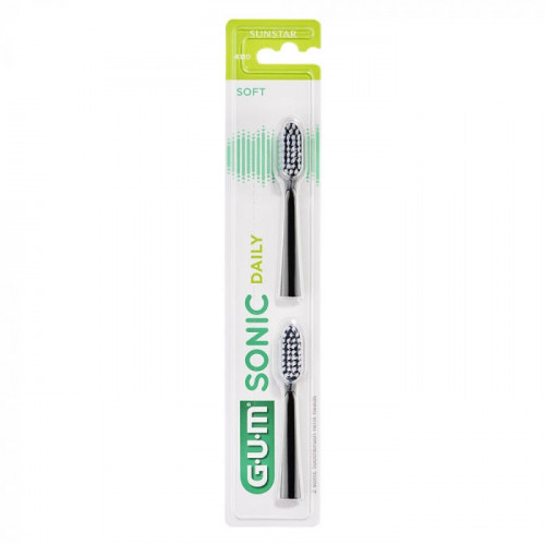 GUM SONIC DAILY 4110 - Recharges Brosse à Dents Sonic Noire Souple, Lot de 2-19118 GUM SONIC DAILY 4110 - Recharges Brosse à Dents Sonic Noire Souple, Lot de 2-19118