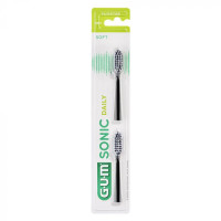 GUM SONIC DAILY 4110 - Recharges Brosse à Dents Sonic Noire Souple, Lot de 2-19118