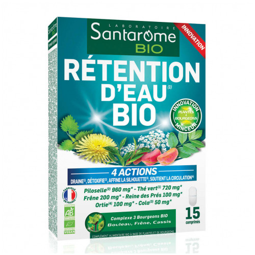 Santarome Rétention d'Eau Bio 15 Comprimés - Drainage et Détox