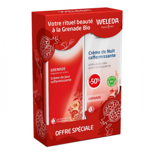 WELEDA COFFRET RITUEL GRENADE - Crème de Jour Raffermissante Visage + Crème de Nuit Bio, 2x30ml-19326