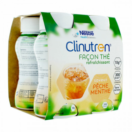 NestléHealthScience Clinutren Thé rafraîchissant pêche menthe 4 x 200 ml-19433 NestléHealthScience Clinutren Thé rafraîchissant pêche menthe 4 x 200 ml-19433