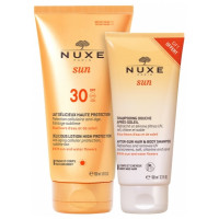 NUXE Sun Lait Délicieux Haute Protection Visage et Corps SPF30 150 ml + Shampoing Douche Après-Soleil Corps et Cheveux 100 ml Of