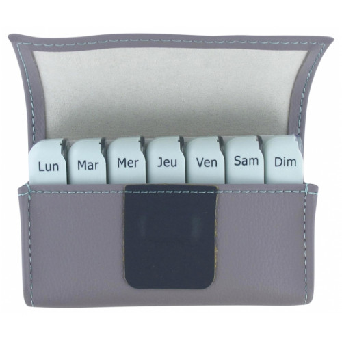 PILBOX Pillulier Mini - Couleur : Gris Clair/Bleu Turquoise-19444 PILBOX Pillulier Mini - Couleur : Gris Clair/Bleu Turquoise-19444