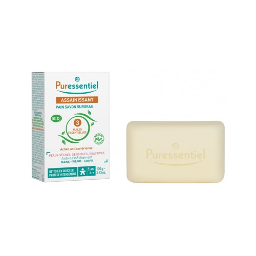 PURESSENTIEL Assainissant Pain Savon Surgras aux 3 Huiles Essentielles 100 g-19815 PURESSENTIEL Assainissant Pain Savon Surgras aux 3 Huiles Essentielles 100 g-19815