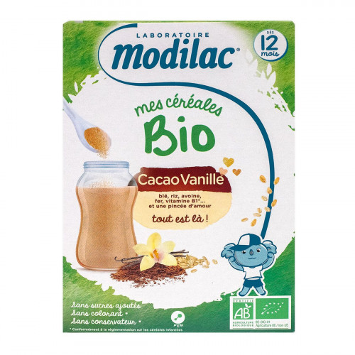 MODILAC Mes céréales cacao et vanille bio dès 12 mois 250g-19830