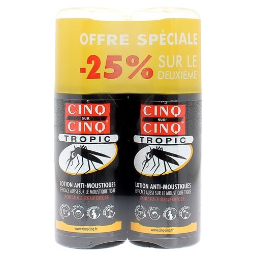 Lotion anti-moustiques Tropic Cinq sur Cinq - lot de 2 sprays de 75 ml Lotion anti-moustiques Tropic Cinq sur Cinq - lot de 2 sprays de 75 ml