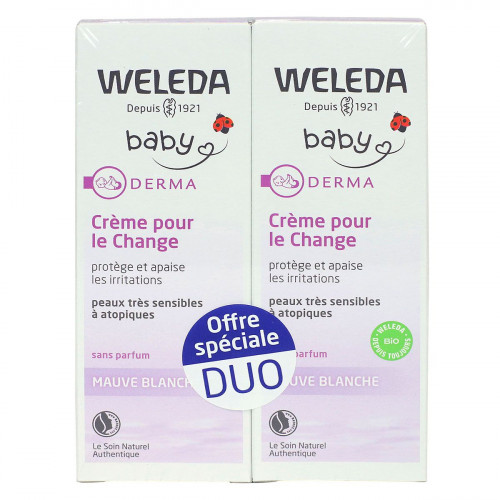 WELEDA Bébé crème pour le change mauve blanche 2x75ml-19987