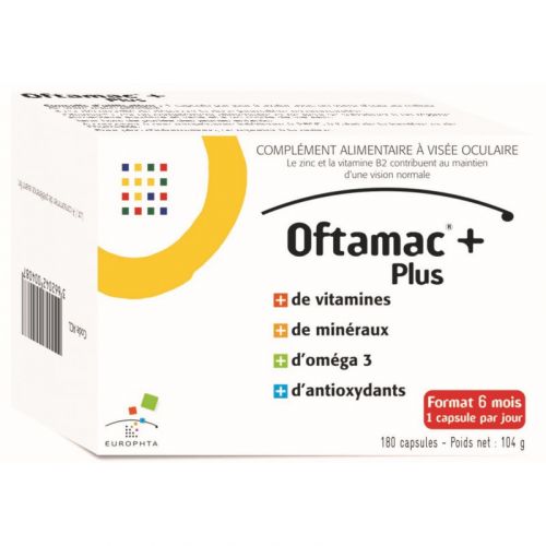 EUROPHTA OFTAMAC + Plus Capsules à visée occulaire 6 Mois 180 Capsules-20056