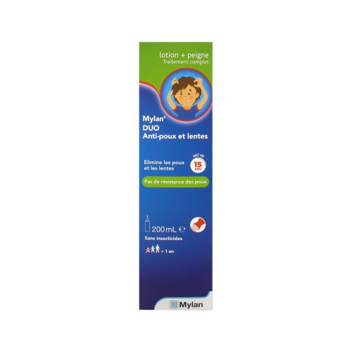 MYLAN Duo anti-poux et lentes sans insecticide 200ml-20107 MYLAN Duo anti-poux et lentes sans insecticide 200ml-20107
