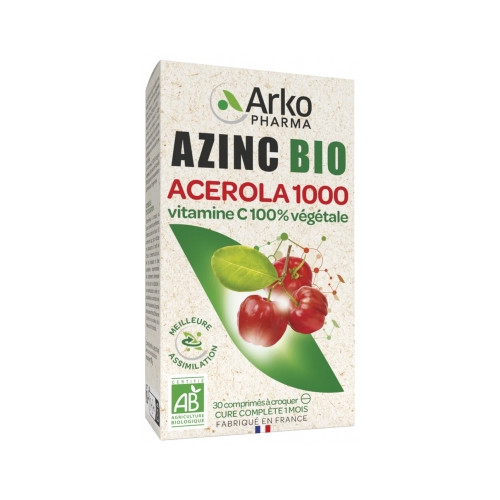 ARKOPHARMA Azinc Acérola 1000 Bio 30 Comprimés à Croquer-20332 ARKOPHARMA Azinc Acérola 1000 Bio 30 Comprimés à Croquer-20332