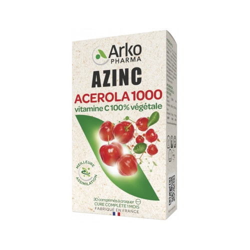 ARKOPHARMA Azinc Acérola 1000 30 Comprimés à Croquer-20334 ARKOPHARMA Azinc Acérola 1000 30 Comprimés à Croquer-20334