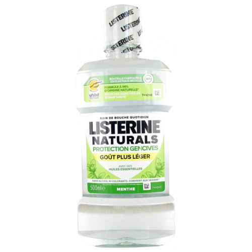 LISTERINE Bain de bouche Naturals protection gencives goût plus léger 500ml-20360 LISTERINE Bain de bouche Naturals protection gencives goût plus léger 500ml-20360