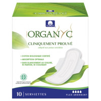 Organyc 10 Serviettes Hygiéniques Flux Abondant