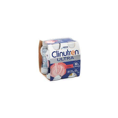 CLINUTREN ULTRA Fraise 4x 200ml - Denrée Alimentaire Destinée à des Fins Médicales Spéciales - Dénutrition