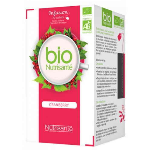 Nutrisanté Infusion Cranberry Bio 20 Sachets - Elimination Eau Toxines