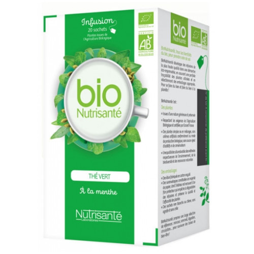 Nutrisanté Thé Vert Menthe Bio 20 Sachets - Minceur et Digestion