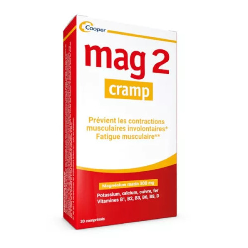 MAG 2 CRAMP Magnésium Marin 30 Comprimés - Contractions Musculaires Involontaires, Fatigue Musculaire