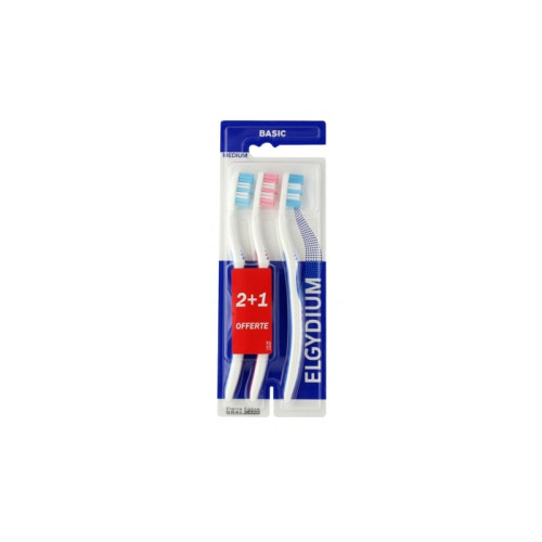 ELGYDIUM Brosses à dents BASIC MEDIUM x 3