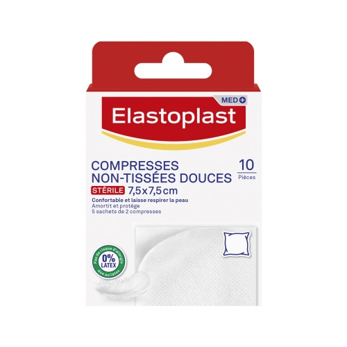 Elastoplast Compresses Non-Tissées Douces 7,5 cm x 7,5 cm 10 Compresses