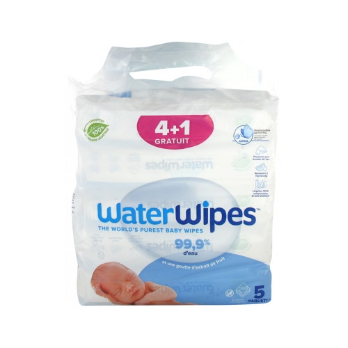 Waterwipes Lot de 4 x 60 Lingettes + 60 Lingettes Offertes