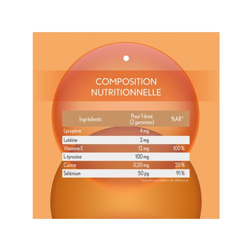 Gummies Solaire 2 en 1 Sans Sucre - 60 Gommes à Mâcher