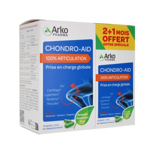 Chondro-Aid 100% Articulation 120 Gélules + 60 Gélules Offertes Chondro-Aid 100% Articulation 120 Gélules + 60 Gélules Offertes