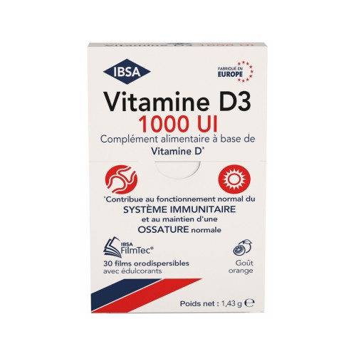 Vitamine D3 1000 UI 30 Films Orodispersibles Vitamine D3 1000 UI 30 Films Orodispersibles