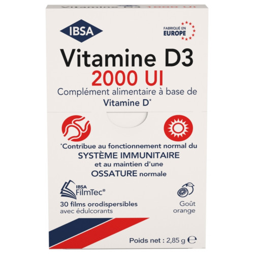 Vitamine D3 2000 UI 30 Films Orodispersibles Vitamine D3 2000 UI 30 Films Orodispersibles