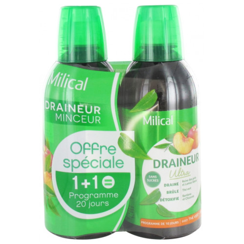 Draineur Minceur Ultra Lot de 2 x 500 ml - Saveur : Thé vert / Pêche