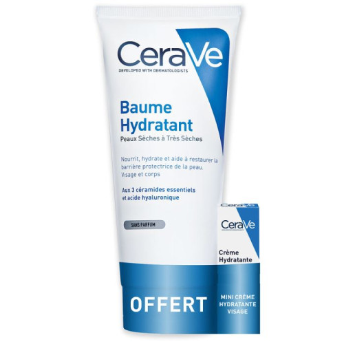 Baume Hydratant 177ml + Mini Crème Hydratante Visage Peaux Sèches à Très Sèches Cerave