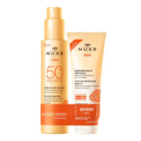 Spray Fondant Spf50 Sun 150ml + Shampooing Douche Après-Soleil 100ml Nuxe