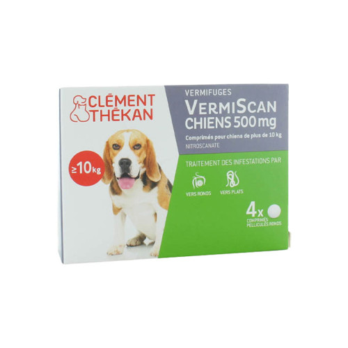 CLEMENT THEKAN VermiScan 500mg 4 Comprimés - Vermifuge Chien 10kg+