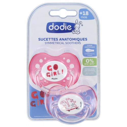 Dodie Duo Sucettes Girly +18 Mois - Confort et Adaptation Parfaite