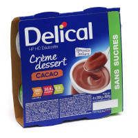 Delical crème dessert HP/HC sans sucres cacao 4 x 200 g