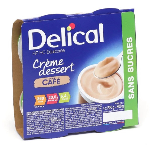 Delical crème dessert HP/HC sans sucres café 4x200g