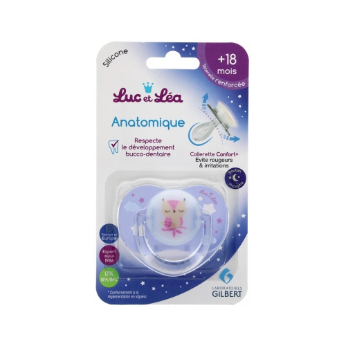 Sucette Silicone Anatomique avec Anneau 18 Mois et + Spéciale Nuit