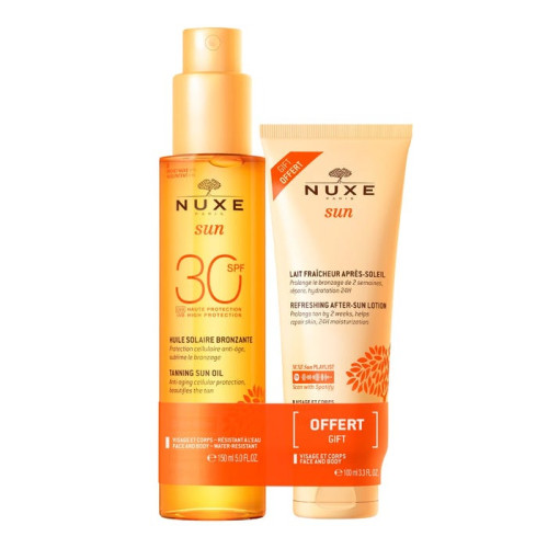 SUN - Huile Solaire Bronzante SPF30 150ml + Lait Fraîcheur Après-Soleil 100ml Offert