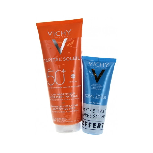 Vichy Capital Soleil Lait Protecteur Hydratant Invisible SPF50+ 300 ml + Lait Apaisant Après-Soleil 100 ml Offert