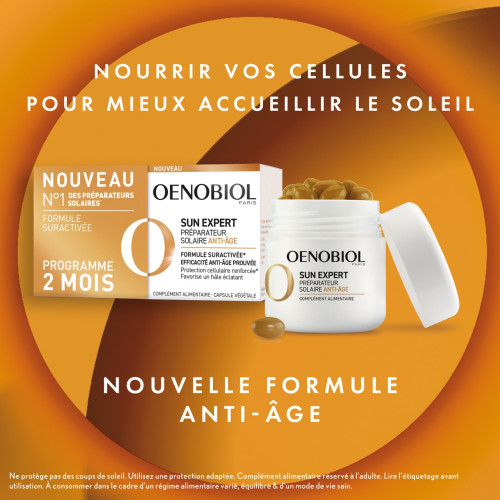 Oenobiol Sun Expert Anti-Âge 60 Capsules - Hâle Éclatant, Fermeté