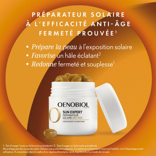 Oenobiol Sun Expert Anti-Âge 60 Capsules - Hâle Éclatant, Fermeté