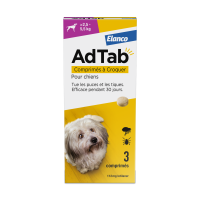 AdTab 112 mg Traitement Puces et Tiques Chien 2,5 à 5,5 kg - 3 Comprimés