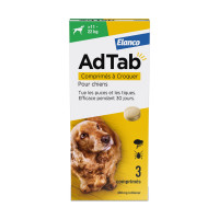 AdTab 450 mg Traitement Puces et Tiques Chien 11 à 22 kg - 3 Comprimés