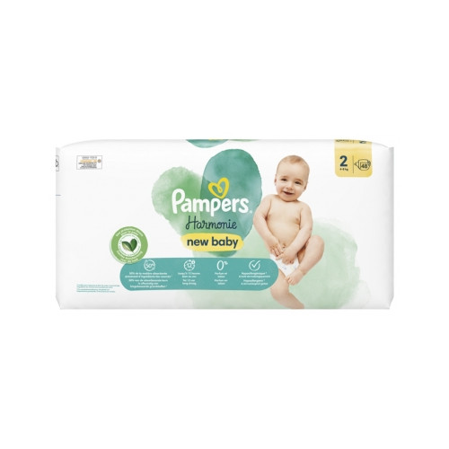 Pampers Harmonie 48 Couches Taille 2 - Protection 12h Bio-Sourcée